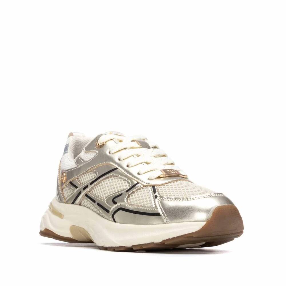 NEW XTI women's casual lace-up sneakers in gold